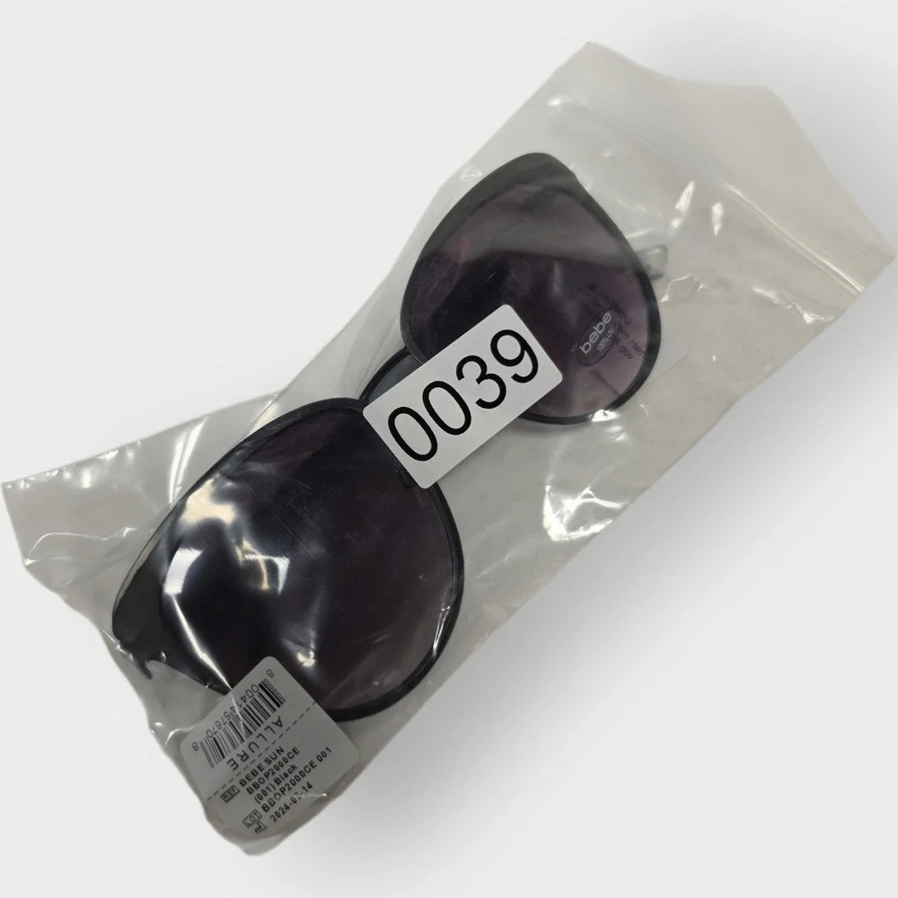 NEW BEBE BBOP2000 SUNGLASSES WOMENS METAL & PLASTIC BLACK OVERSIZED 001 FULL-RIM